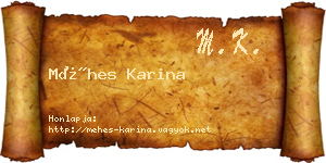 Méhes Karina névjegykártya